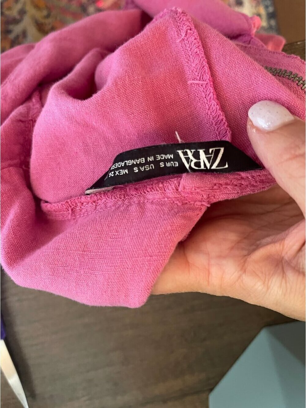 NWOT | ZARA | S | Pink Linen Blend Swing Mini Dress - Picture 9 of 9